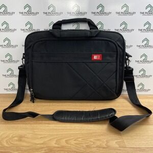 Case Logic Black Nylon Laptop Briefcase Messenger Bag Padded Shoulder Strap 15in